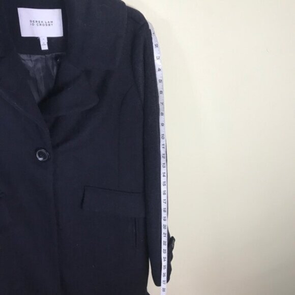 DEREK LAM 10 CROSBY New Minimalist Wool Coat Faux Fur Trim Oversized Pockets XL - Picture 13 of 16